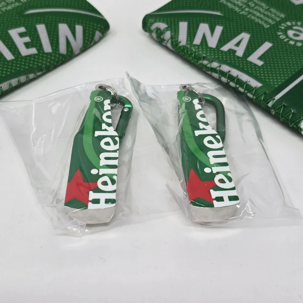 Heineken Logo Pilsner Beer Glasses Set 2 W Koozies & Bottle Opener Keychains‎